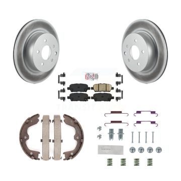 Rear Disc Coated Rotors Ceramic Pads Parking Shoes & Hardware Kit For Nissan Maxima QX50 KGA-107090