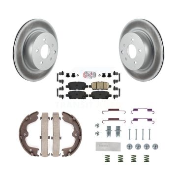 Rear Disc Coated Rotors Ceramic Pads Parking Shoes & Hardware Kit For Nissan Maxima QX50 KGA-107091