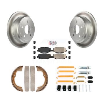 Rear Disc Coated Rotors Ceramic Pads Parking Shoes And Hardware Kit For Jeep Wrangler JK KGA-107101