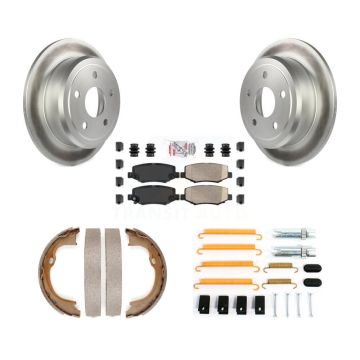 Rear Disc Coated Rotors Ceramic Pads Parking Shoes And Hardware Kit For Jeep Wrangler JK KGA-107102