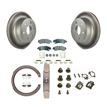 Rear Disc Coated Rotors Semi-Metallic Pads Parking Brake Shoes And Hardware Kit For KGA-107131