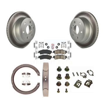 Rear Disc Coated Rotors Ceramic Pads Parking Brake Shoes And Hardware Kit For KGA-107132