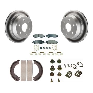 Rear Disc Coated Rotors Semi-Metallic Pads Parking Shoes Hardware Kit For Chevrolet 1500 KGA-107139
