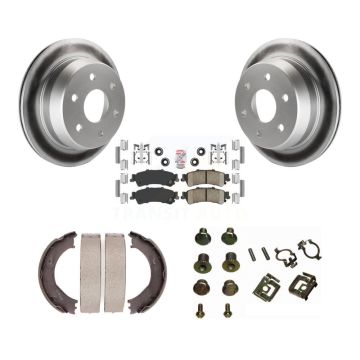 Rear Disc Coated Rotors Ceramic Pads Parking Shoes & Hardware Kit For Chevrolet Silverado KGA-107140