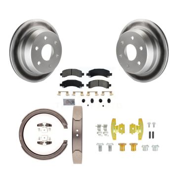 Rear Disc Coated Rotors Semi-Metallic Pads Parking Shoes Hardware Kit For Chevrolet 1500 KGA-107143