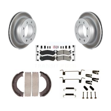 Rear Disc Coated Rotors Semi-Metallic Pads Parking Shoes Hardware Kit For Chevrolet 2500 KGA-107147