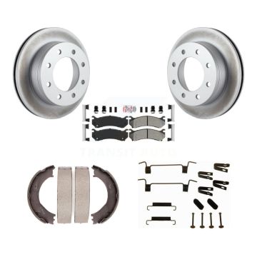 Rear Disc Coated Rotors Semi-Metallic Pads Parking Shoes Hardware Kit For Chevrolet 2500 KGA-107149