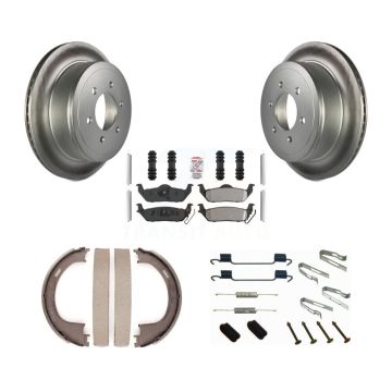 Rear Disc Coated Rotors Semi-Metallic Pads Parking Shoes Hardware Kit For Ford F-150 Mark KGA-107162