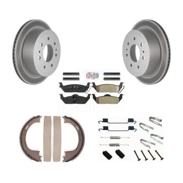 Rear Disc Coated Rotors Semi-Metallic Pads Parking Shoes Hardware Kit For Ford F-150 Mark KGA-107163