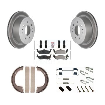 Rear Disc Coated Rotors Semi-Metallic Pads Parking Shoes Hardware Kit For Ford F-150 Mark KGA-107164