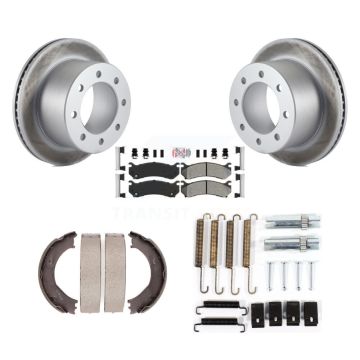 Rear Disc Coated Rotors Semi-Metallic Pads Parking Brake Shoes And Hardware Kit For KGA-107169