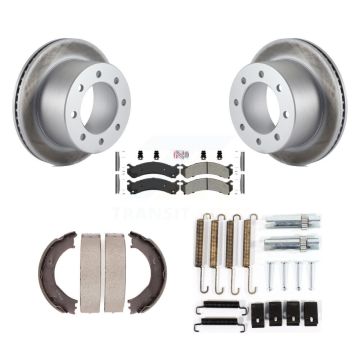 Rear Disc Coated Rotors Semi-Metallic Pads Parking Shoes Hardware Kit For Chevrolet 3500 KGA-107172