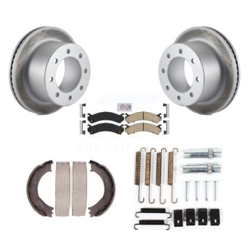 Rear Disc Coated Rotors Ceramic Pads Parking Shoes & Hardware Kit For Chevrolet Silverado KGA-107173