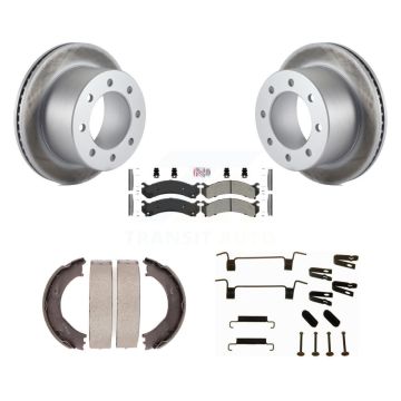 Rear Disc Coated Rotors Semi-Metallic Pads Parking Brake Shoes And Hardware Kit For KGA-107179