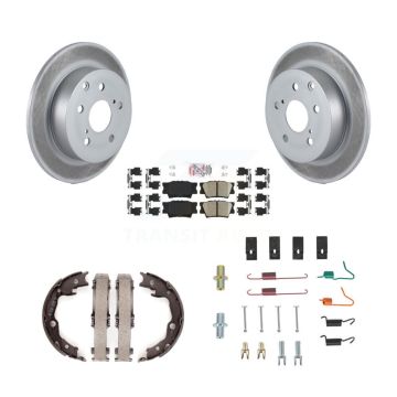Rear Disc Coated Rotors Ceramic Pads Parking Shoes Hardware Kit For Toyota Matrix Pontiac KGA-107191
