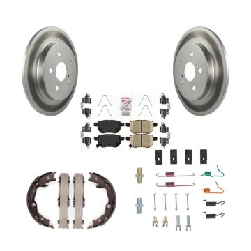 Rear Disc Coated Rotors Ceramic Pads Parking Shoes Hardware Kit For Toyota Matrix Pontiac KGA-107192