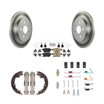 Rear Disc Coated Rotors Ceramic Pads Parking Shoes Hardware Kit For Toyota Matrix Pontiac KGA-107193