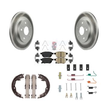 Rear Disc Coated Rotors Ceramic Pads Parking Shoes Hardware Kit For Toyota Matrix Pontiac KGA-107194