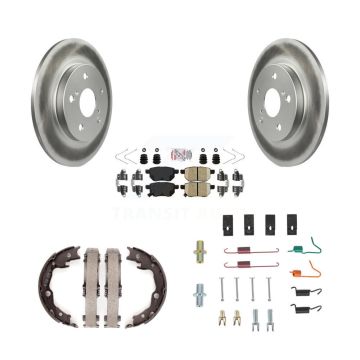 Rear Disc Coated Rotors Ceramic Pads Parking Shoes Hardware Kit For Toyota Matrix Pontiac KGA-107195