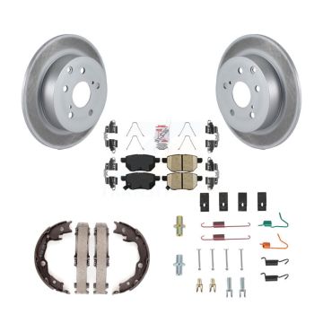 Rear Disc Coated Rotors Ceramic Pads Parking Shoes Hardware Kit For 10 Toyota Matrix XRS KGA-107196