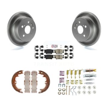 Rear Disc Coated Rotors Ceramic Pads Parking Shoes & Hardware Kit For Toyota Camry Lexus KGA-107201