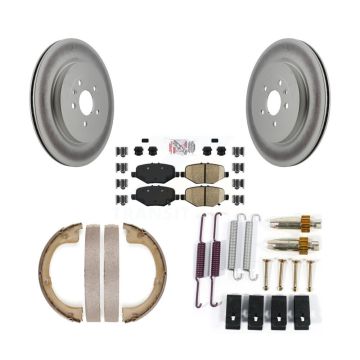 Rear Disc Coated Rotors Semi-Metallic Pads Parking Shoes And Hardware Kit For Lincoln MKT KGA-107204