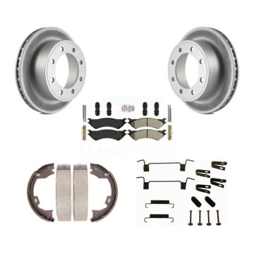 Rear Disc Coated Rotors Semi-Metallic Pads Parking Shoes Hardware Kit For Ford E-350 Duty KGA-107209