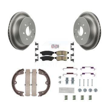 Rear Disc Coated Rotors Ceramic Pads Parking Brake Shoes Hardware Kit For Nissan Frontier KGA-107217