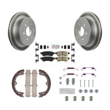 Rear Disc Coated Rotors Ceramic Pads Parking Brake Shoes Hardware Kit For Nissan Frontier KGA-107218
