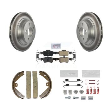 Rear Disc Coated Rotors Semi-Metallic Pads Parking Shoes & Hardware Kit For Mercedes-Benz KGA-107241