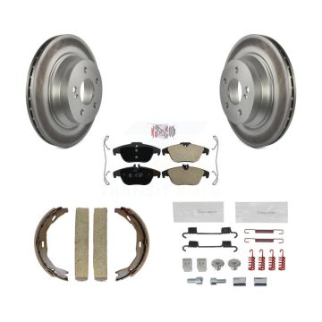 Rear Disc Coated Rotors Semi-Metallic Pads Parking Brake Shoes And Hardware Kit For KGA-107243