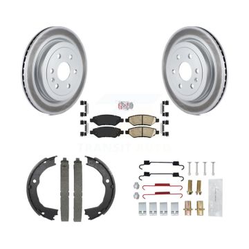 Rear Disc Coated Rotors Ceramic Pads Parking Shoes & Hardware Kit For 10-16 Cadillac SRX KGA-107244