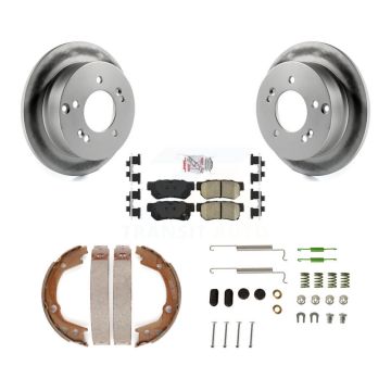 Rear Disc Coated Rotors Ceramic Pads Parking Shoes & Hardware Kit For Hyundai Sonata 2.4L KGA-107258