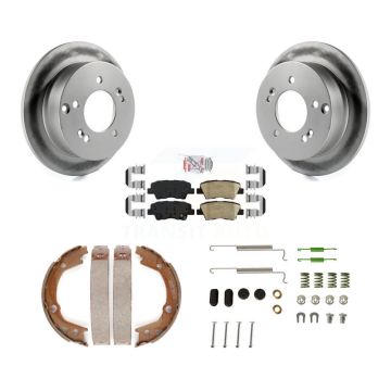 Rear Disc Coated Rotors Ceramic Pads Parking Shoes & Hardware Kit For Hyundai Sonata 2.4L KGA-107263