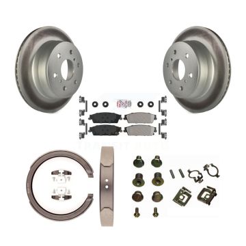 Rear Disc Coated Rotors Semi-Metallic Pads Parking Shoes Hardware Kit For Chevrolet 1500 KGA-107277