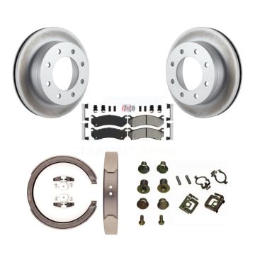 Rear Disc Coated Rotors Semi-Metallic Pads Parking Shoes Hardware Kit For GMC Sierra 1500 KGA-107284
