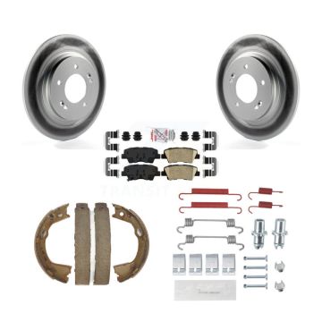 Rear Disc Coated Rotors Ceramic Pads Parking Shoes & Hardware Kit For Kia Optima LX/EX/SX KGA-107297