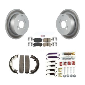 Rear Disc Coated Rotors Ceramic Pads Parking Shoes & Hardware Kit For Hyundai Accent Kia KGA-107306