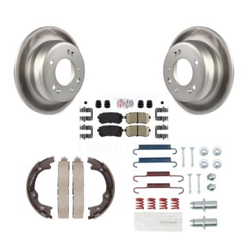 Rear Disc Coated Rotors Ceramic Pads Parking Shoes & Hardware Kit For Hyundai Tucson FWD KGA-107325