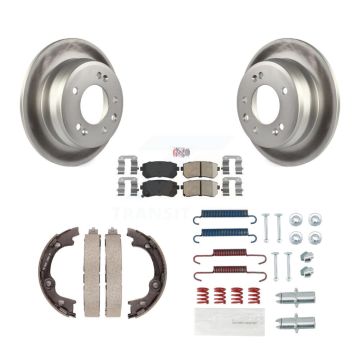 Rear Disc Coated Rotors Ceramic Pads Parking Shoes & Hardware Kit For Hyundai Tucson FWD KGA-107326