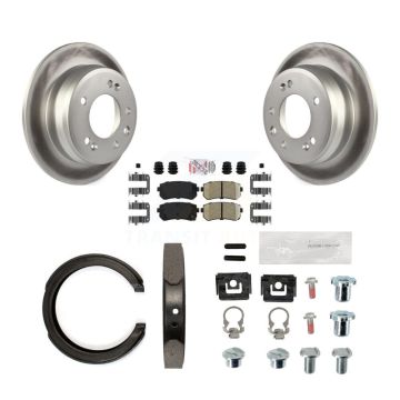 Rear Disc Coated Rotors Ceramic Pads Parking Shoes And Hardware Kit For Kia Sportage FWD KGA-107327