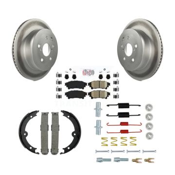 Rear Disc Coated Rotors Ceramic Pads Parking Brake Shoes And Hardware Kit For Lexus IS350 KGA-107331