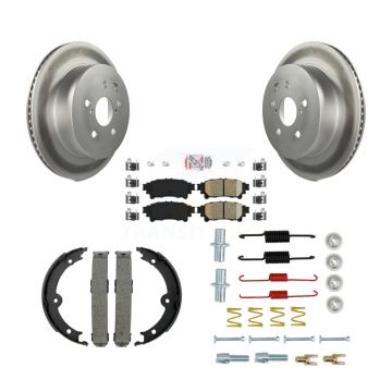 Rear Disc Coated Rotors Ceramic Pads Parking Brake Shoes And Hardware Kit For Lexus IS350 KGA-107332