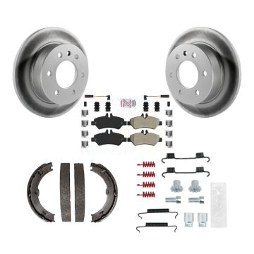 Rear Disc Coated Rotors Semi-Metallic Pads Parking Shoes & Hardware Kit For Sprinter 2500 KGA-107335