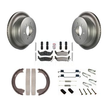 Rear Disc Coated Rotors Semi-Metallic Pads Parking Shoes And Hardware Kit For Ford F-150 KGA-107337