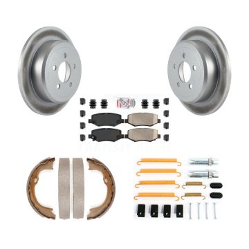 Rear Disc Coated Rotors Ceramic Pads Parking Shoes & Hardware Kit For Jeep Liberty Dodge KGA-107347