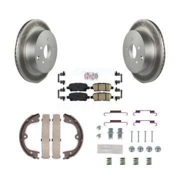 Rear Disc Coated Rotors Ceramic Pads Parking Shoes & Hardware Kit For Nissan Murano JX35 KGA-107354