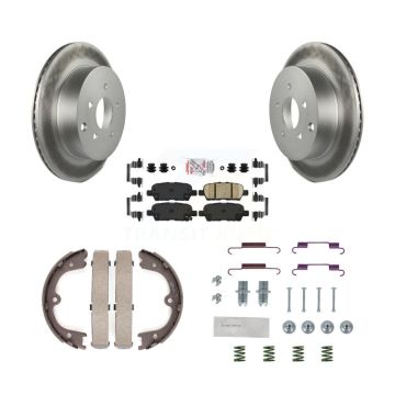 Rear Disc Coated Rotors Ceramic Pads Parking Shoes And Hardware Kit For INFINITI Q50 QX70 KGA-107359