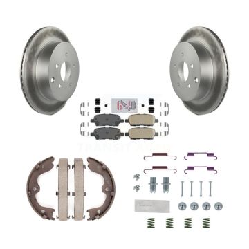 Rear Disc Coated Rotors Ceramic Pads Parking Shoes & Hardware Kit For INFINITI FX35 FX45 KGA-107366