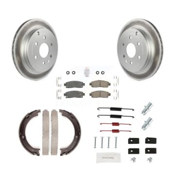 Rear Disc Coated Rotors Ceramic Pads Parking Shoes And Hardware Kit For GMC Acadia Buick KGA-107379